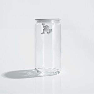 ALESSI Gianni Kitchen Storage Glass Jar Container Man holding on tight NEW White